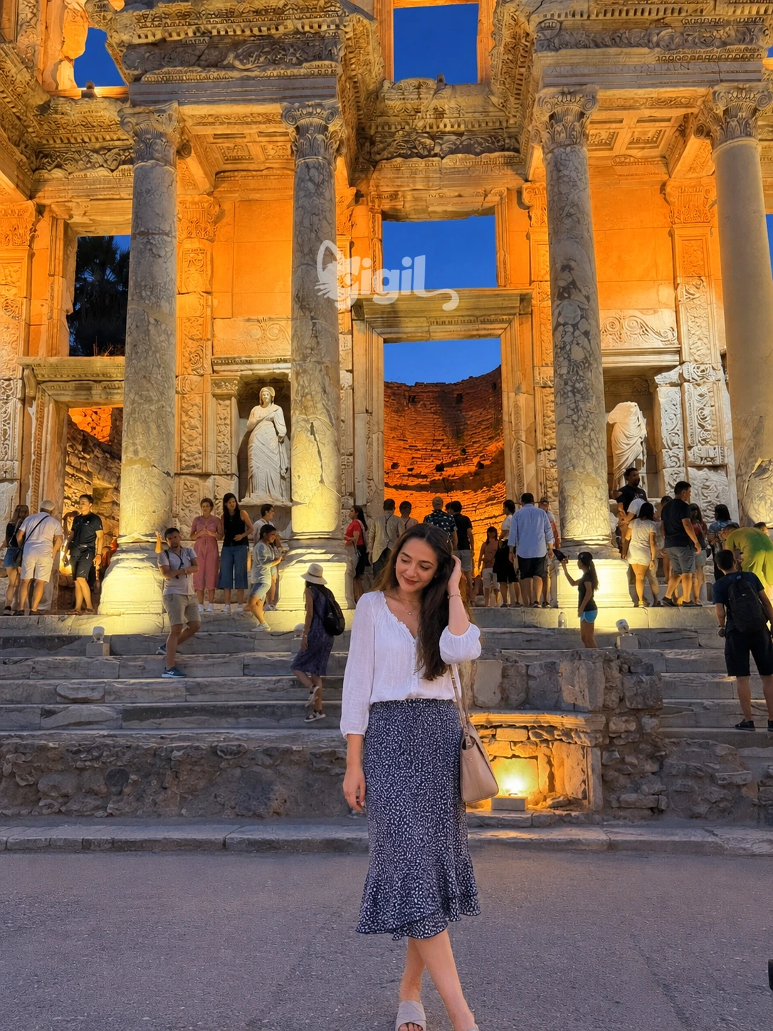 Celsus Library Relief and Column Detail