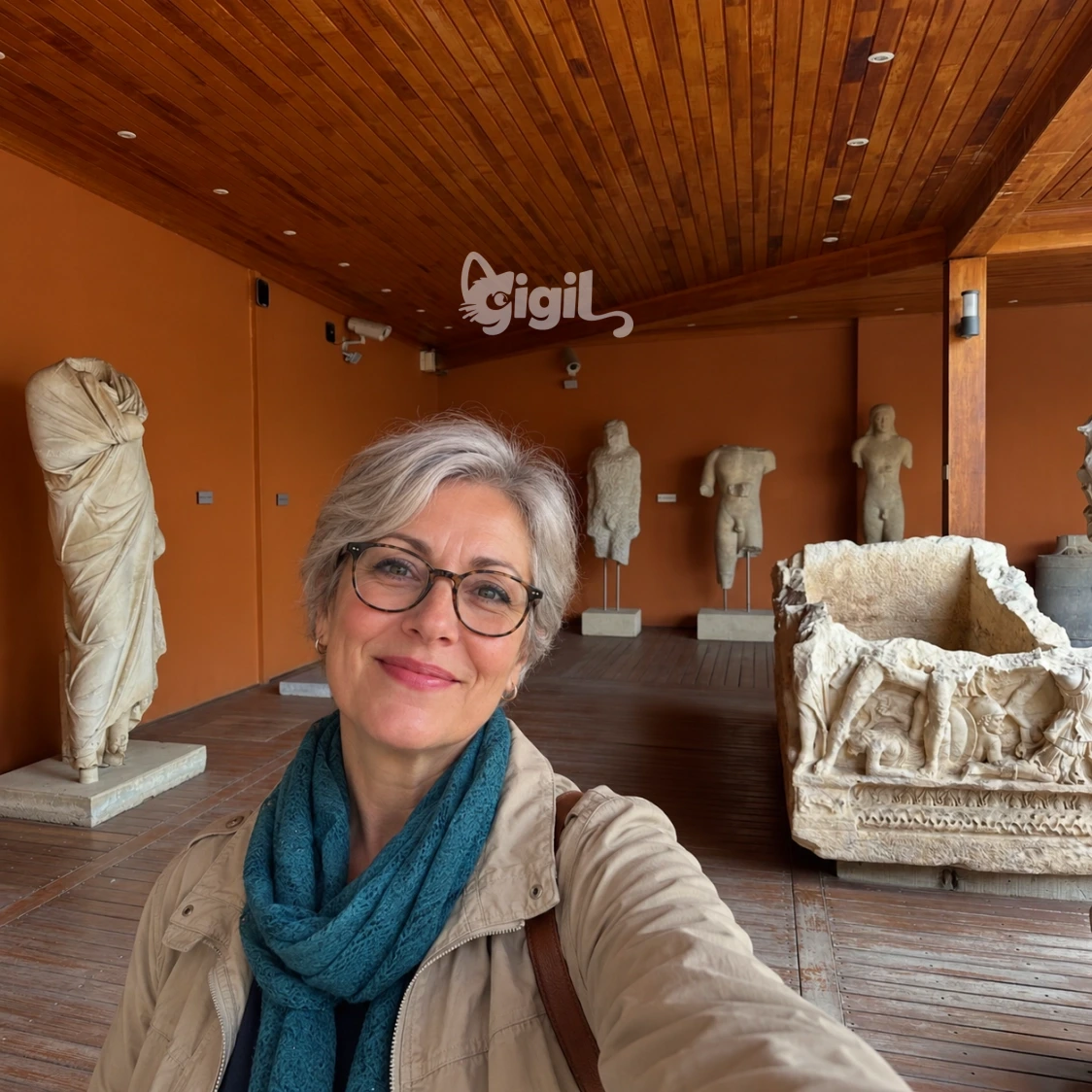 Ancient Draped Figures Viewing Angle