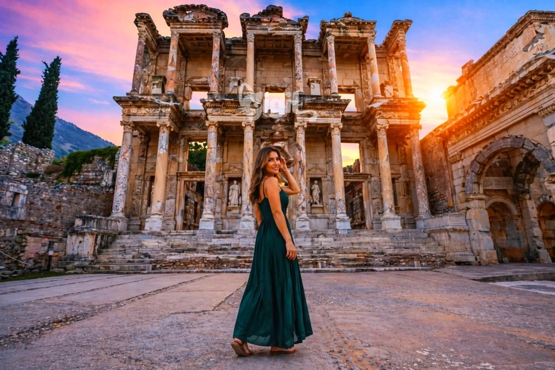 Celsus Library Landmark Facade in Ephesus