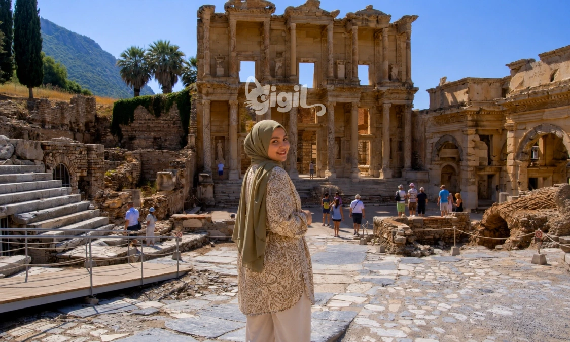 Celsus Library Ancient City Stone Scene