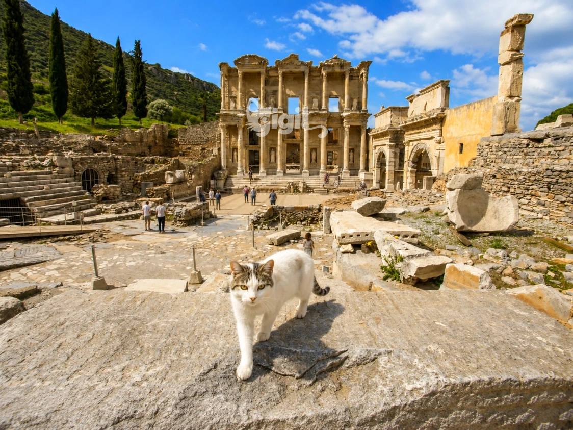 Celsus Library Heritage Marble Surface