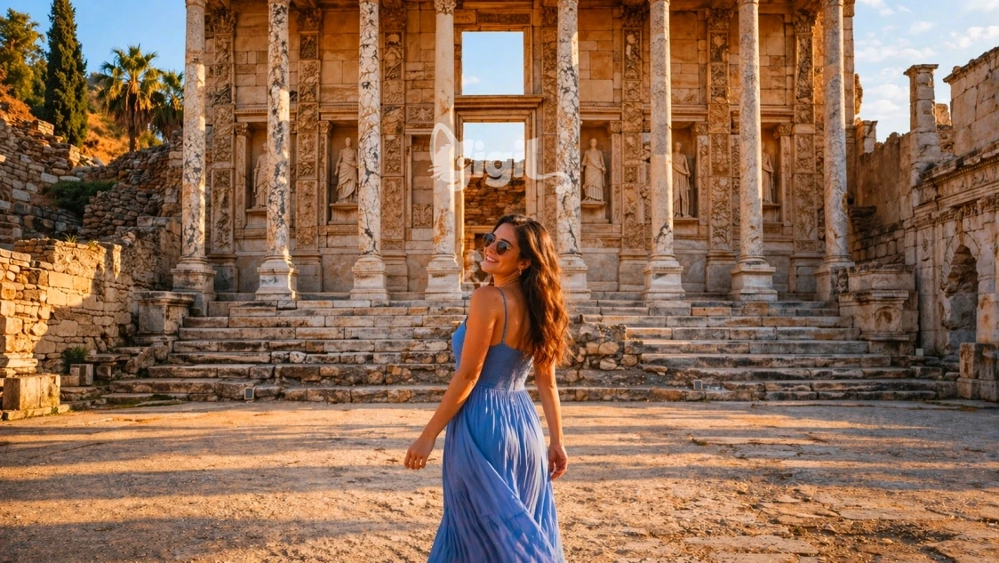 Celsus Library Historic Front Detail